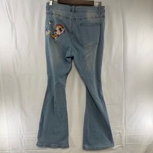 Powerpuff Girls SHEIN Flare Jeans Women 0XL‎ Light Blue Distressed 29x29
